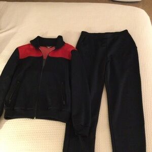 American Apparel Track Suit, Retro, size medium, navy blue and red NWOT